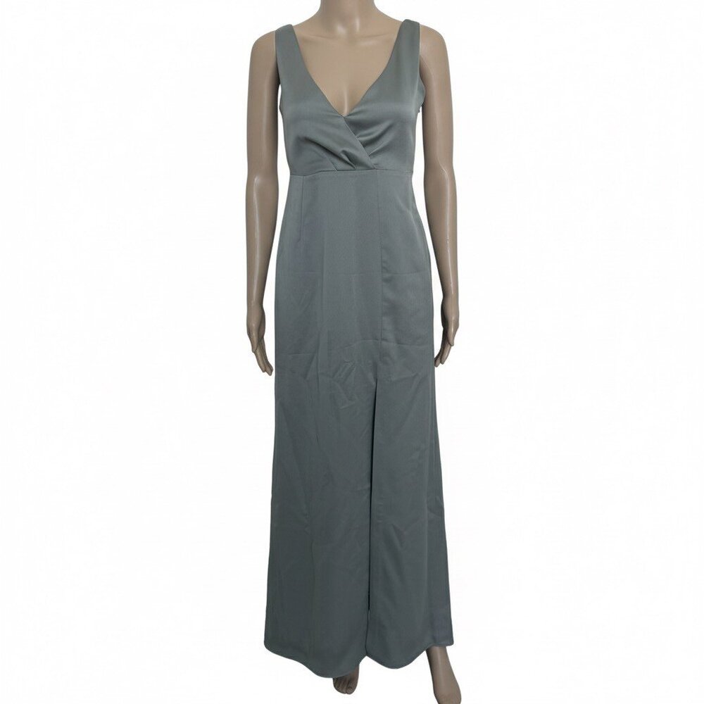 BHLDN Sage Green Sleeveless V-Neck Maxi Dress with Slit - Size 0